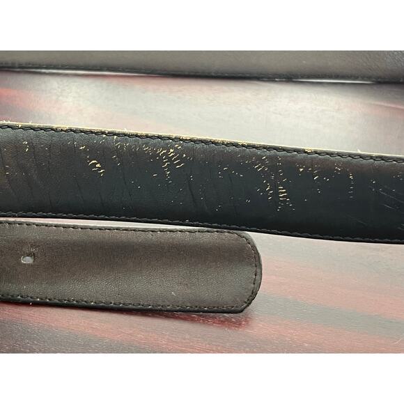 VTG YSL Belt Size 40 Solid Brass Buckle Brown Kipskin Saddle Leather Flaws - Picture 8 of 10